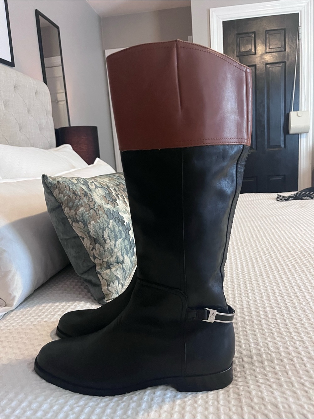 Lauren Ralph Lauren Two-Tone Leather Riding Boots - Size 9.5